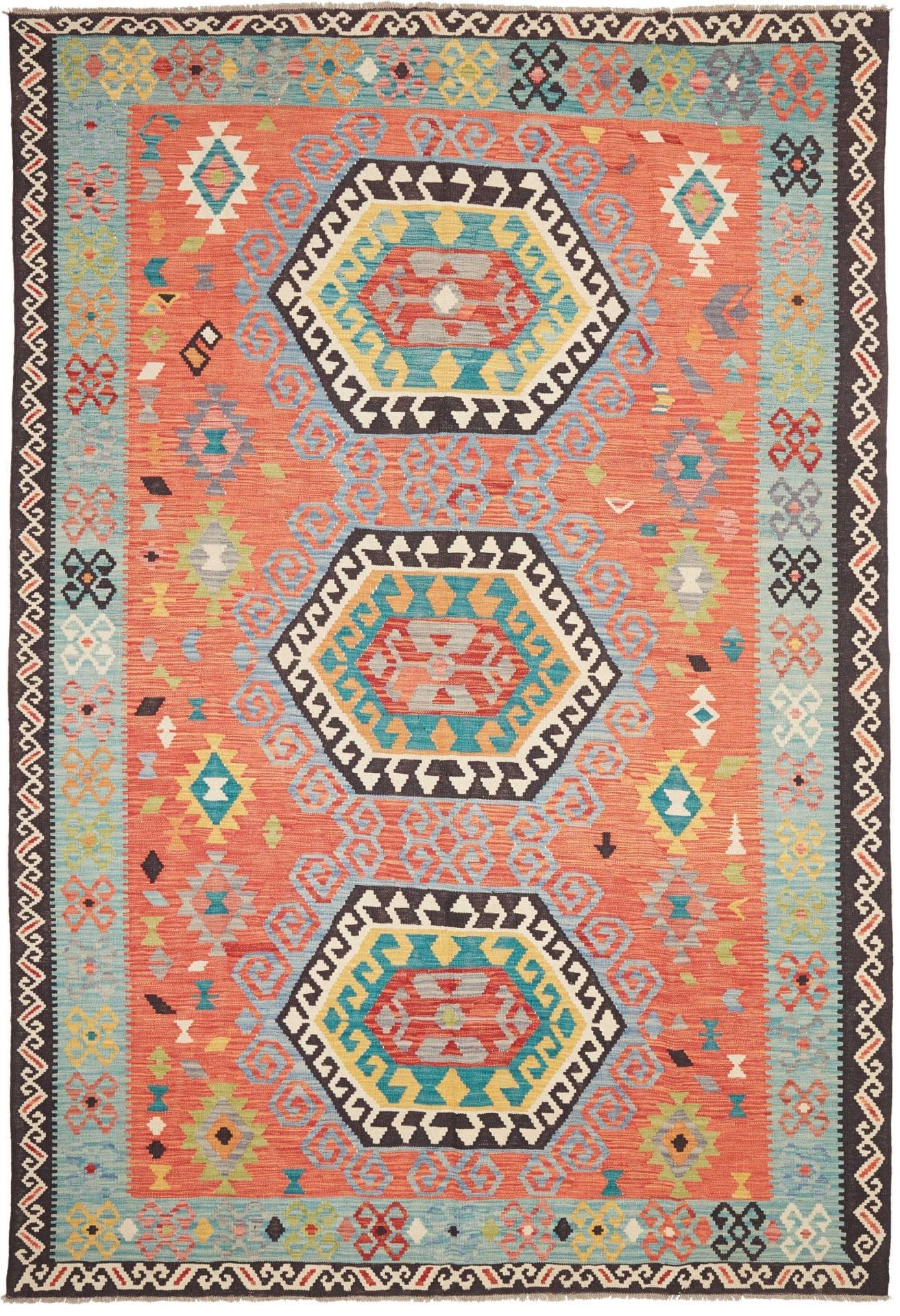 Orientteppich Kelim 209 x 307 cm Schurwolle handgewebt rustikal