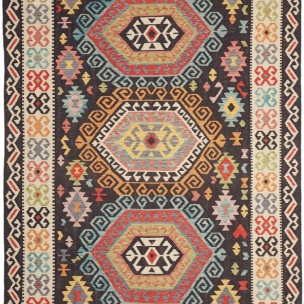 Orientteppich Kelim 210 x 292 cm Schurwolle handgewebt rustikal