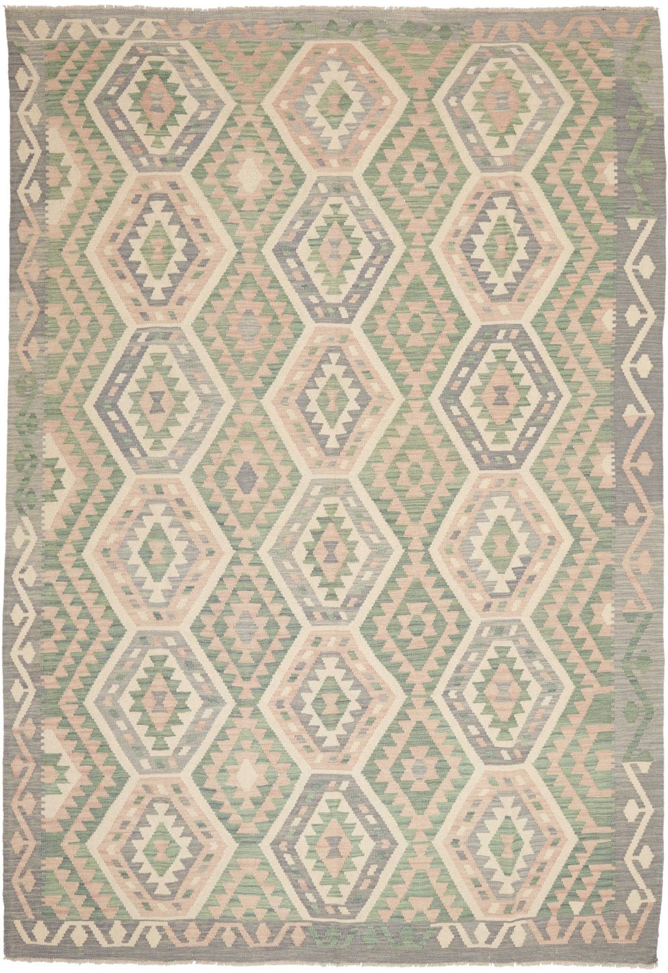 Orientteppich Kelim 210 x 298 cm Schurwolle handgewebt rustikal