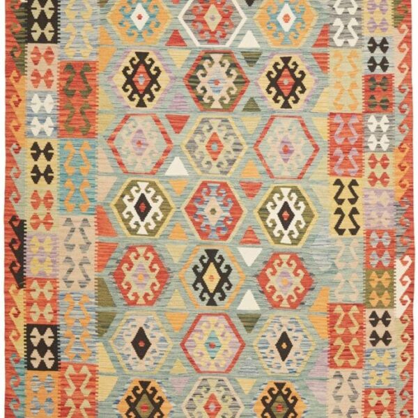 Orientteppich Kelim 210 x 314 cm Schurwolle handgewebt rustikal