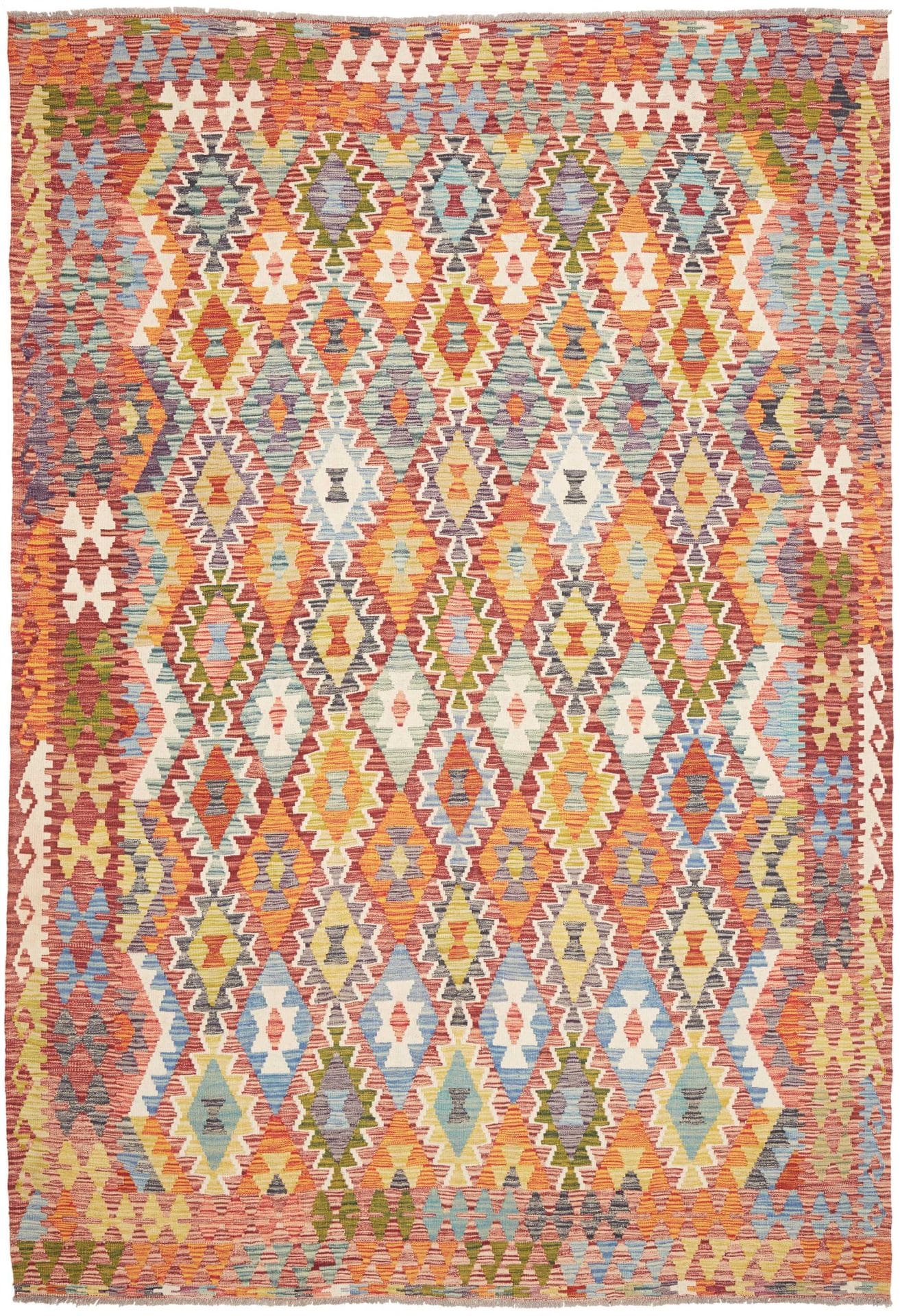 Orientteppich Kelim 211 x 303 cm Schurwolle handgewebt rustikal