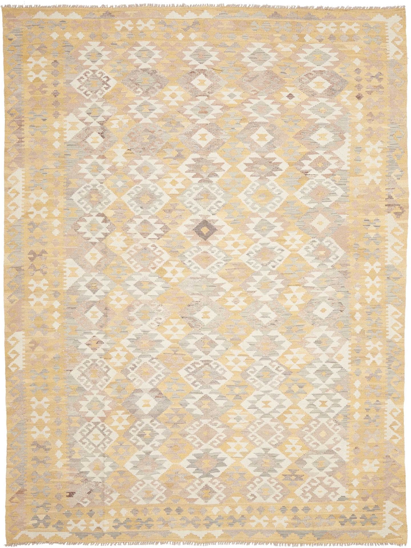 Orientteppich Kelim 221 x 296 cm Schurwolle handgewebt rustikal