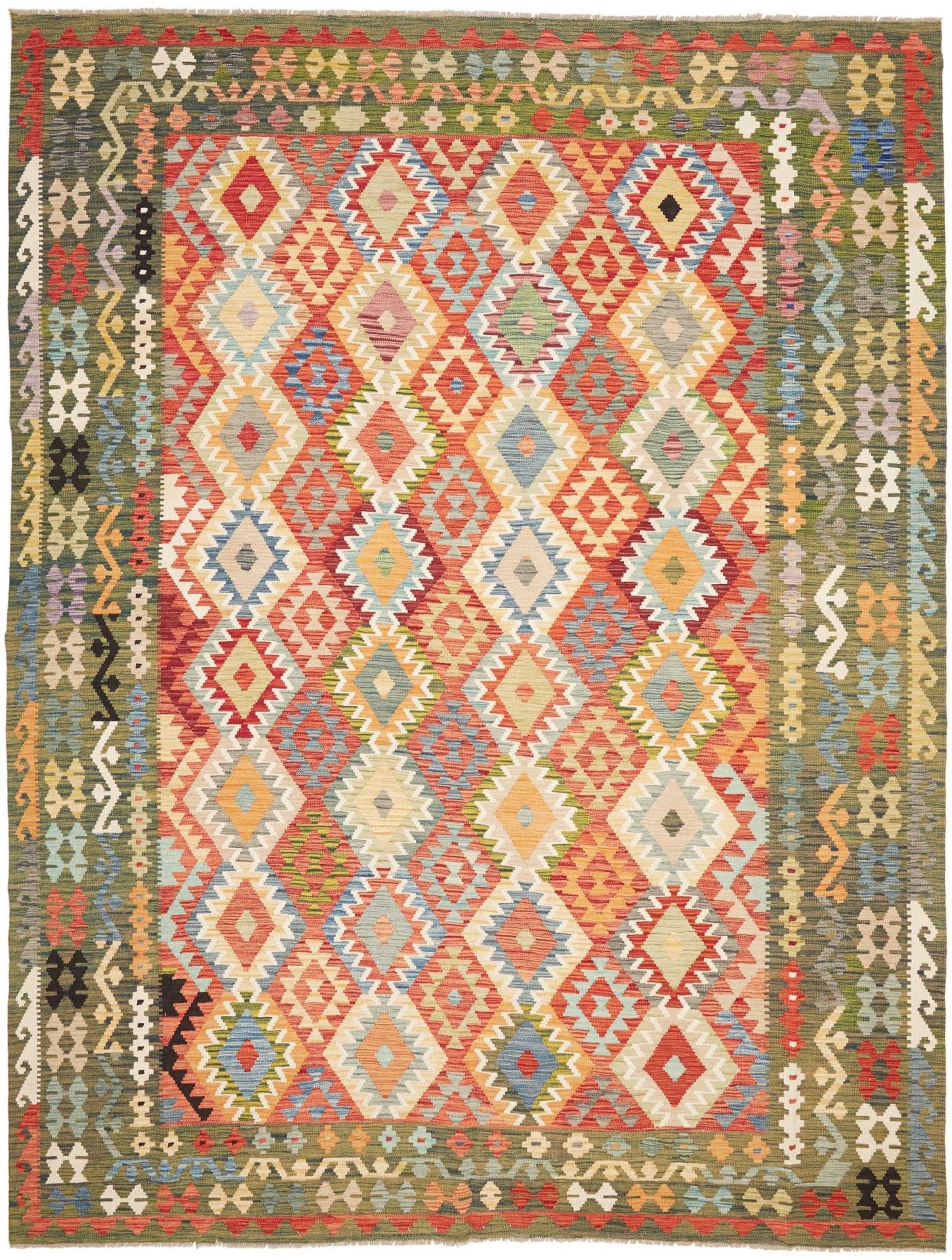 Orientteppich Kelim 261 x 349 cm Schurwolle handgewebt rustikal