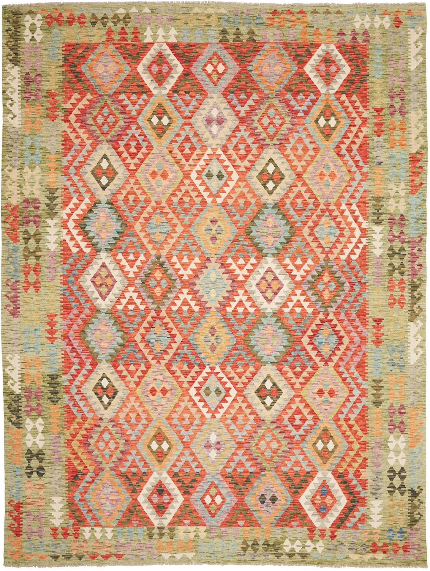 Orientteppich Kelim 273 x 365 cm Schurwolle handgewebt rustikal