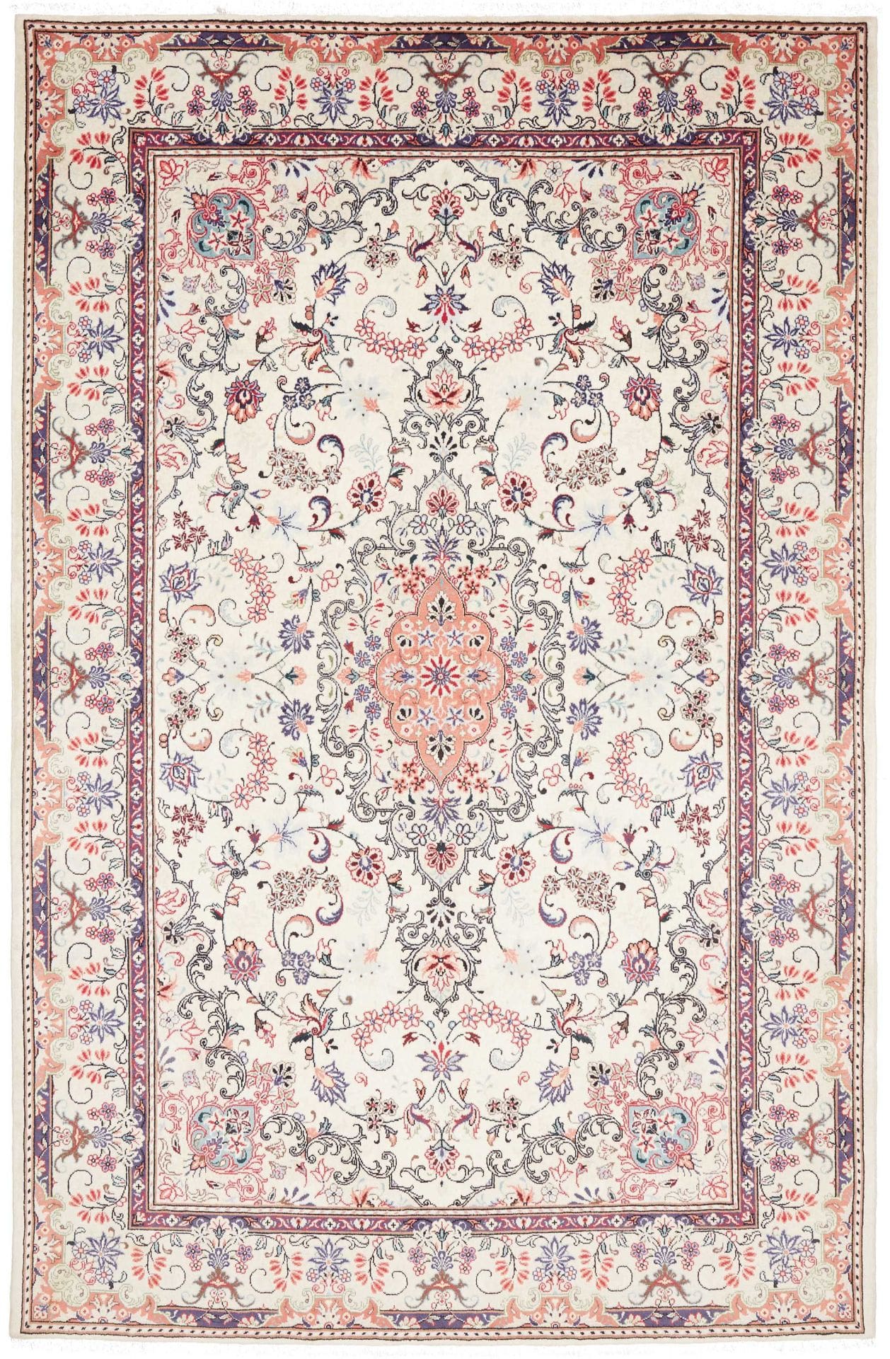 Perserteppich Kashan 201 x 302 cm Schurwolle handgeknüpft