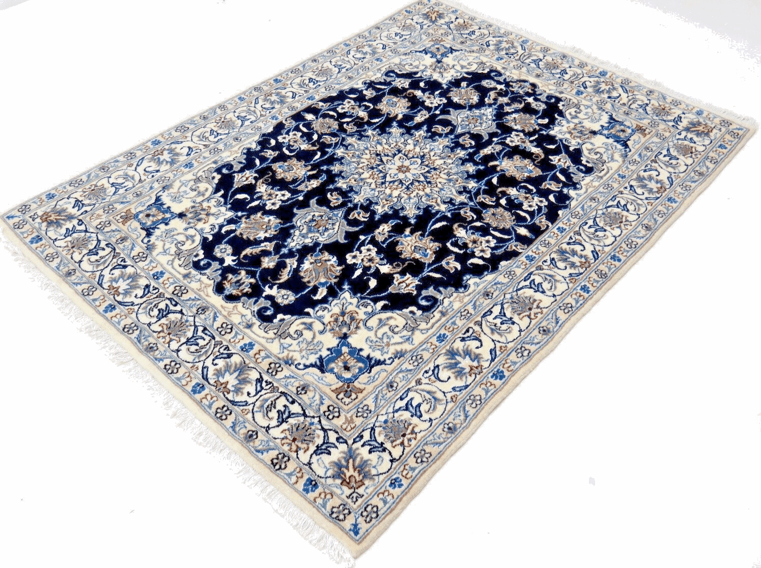 Perserteppich Nain 202 x 145 cm Schurwolle & Seide handgeknüpft