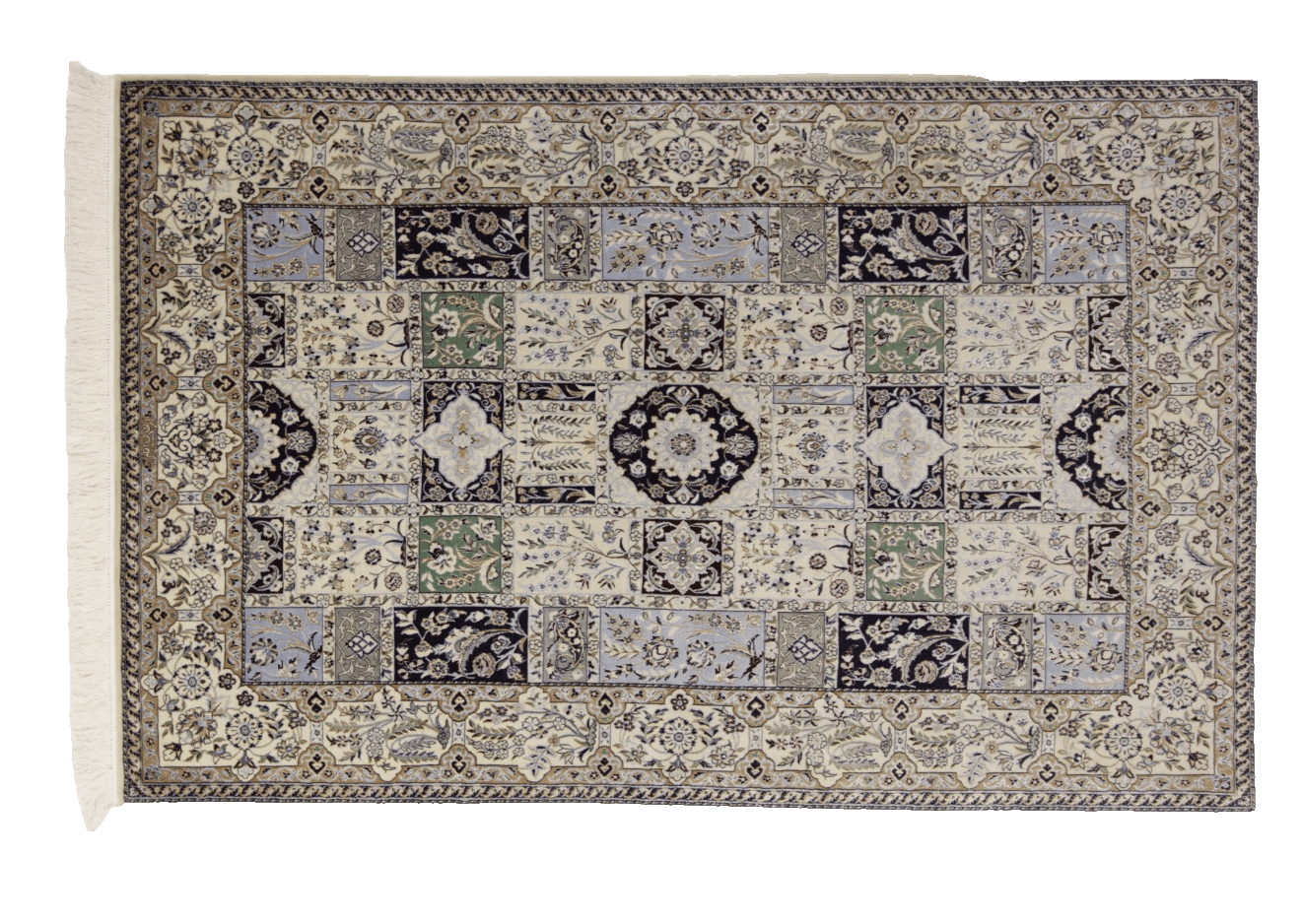 Perserteppich Nain 6La Habibian 201 x 129 cm Korkwolle Seide handgeknüpft