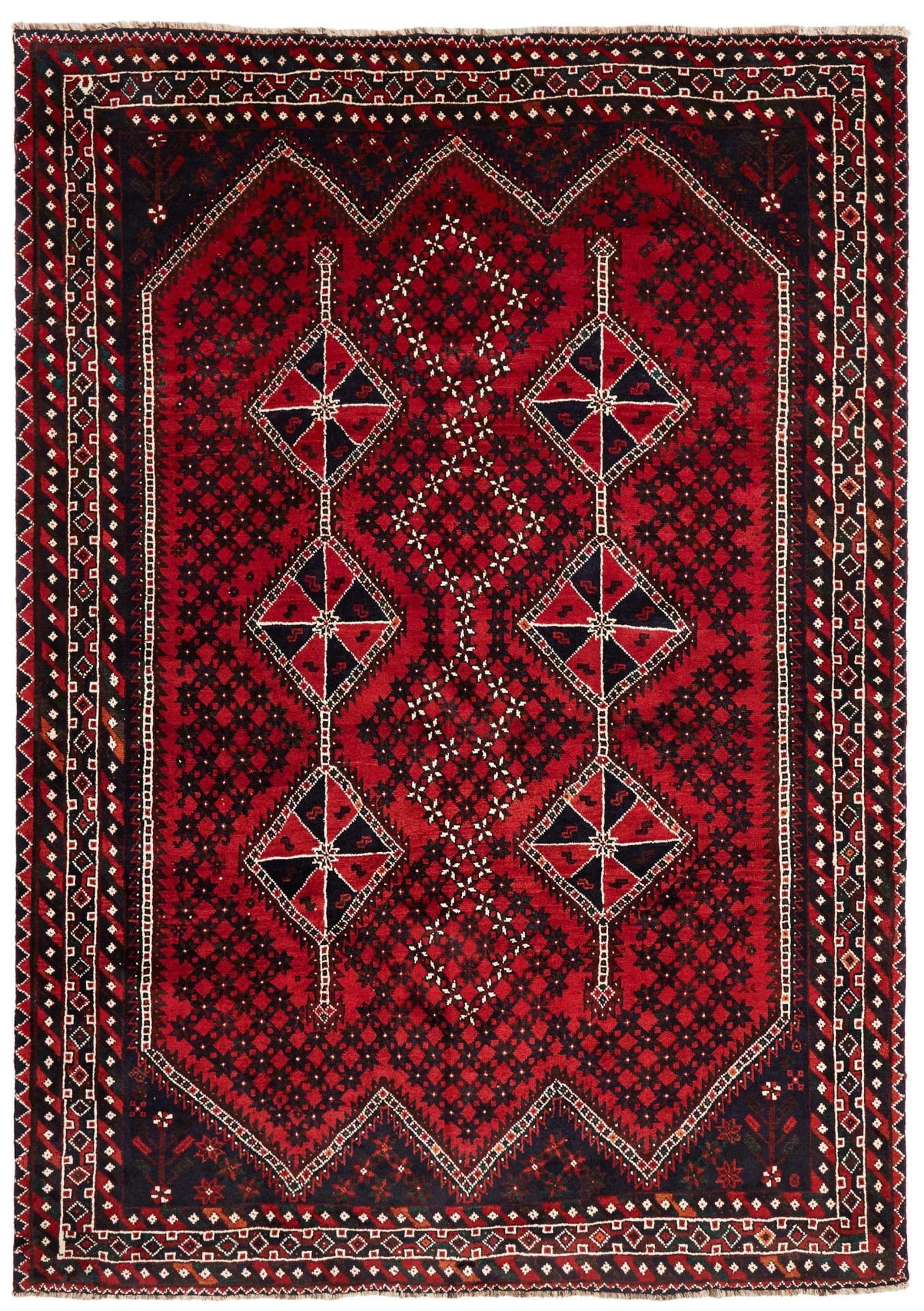 Orientteppich handgeknüpft Shiraz 213 x 295 cm warmer Farbgebung