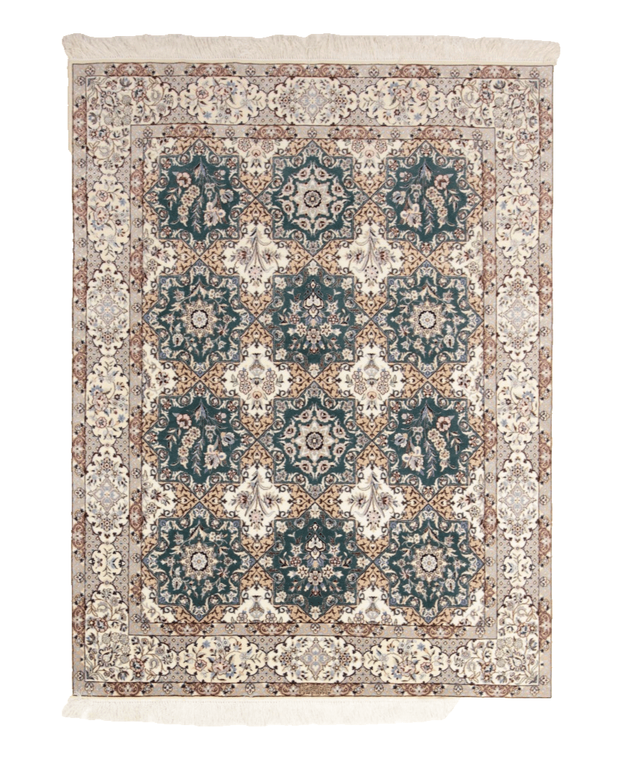 Perserteppich super Nain 6La 202 x 155 cm Seide handgeknüpft