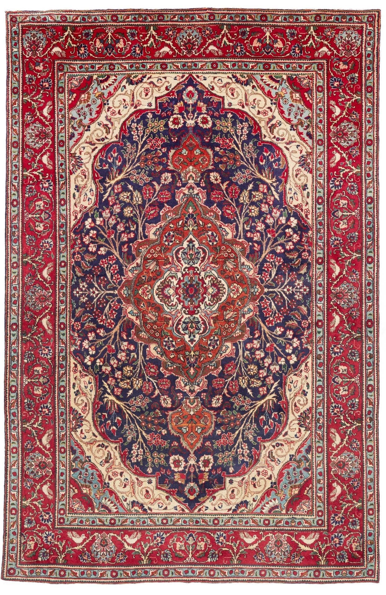 Perserteppich handgeknüpft Täbriz 203 x 301 cm Elegante florale Musterung