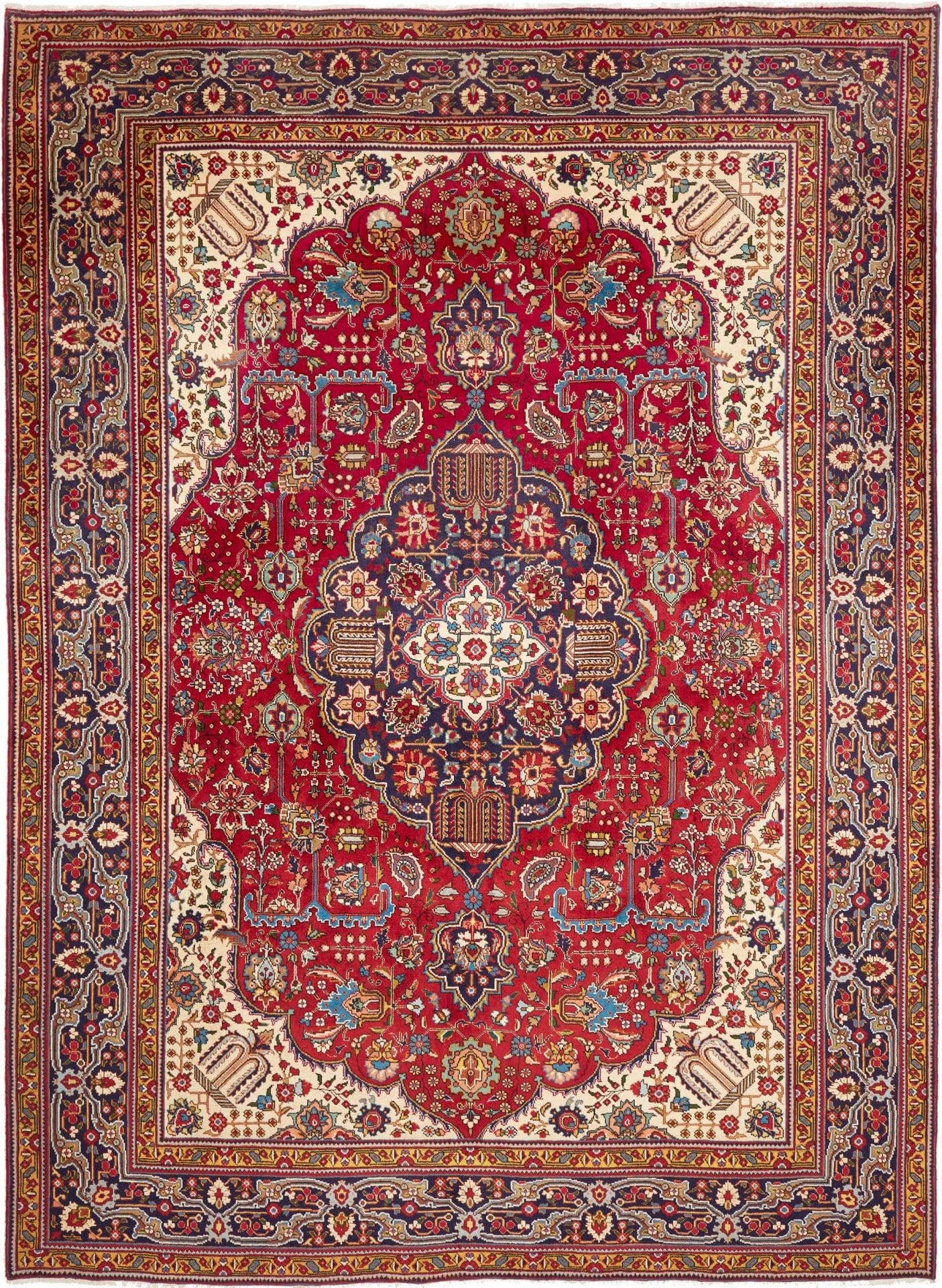 Täbriz Teppich 256 x 345 cm, Mahi Muster, Schurwolle, handgeknüpft