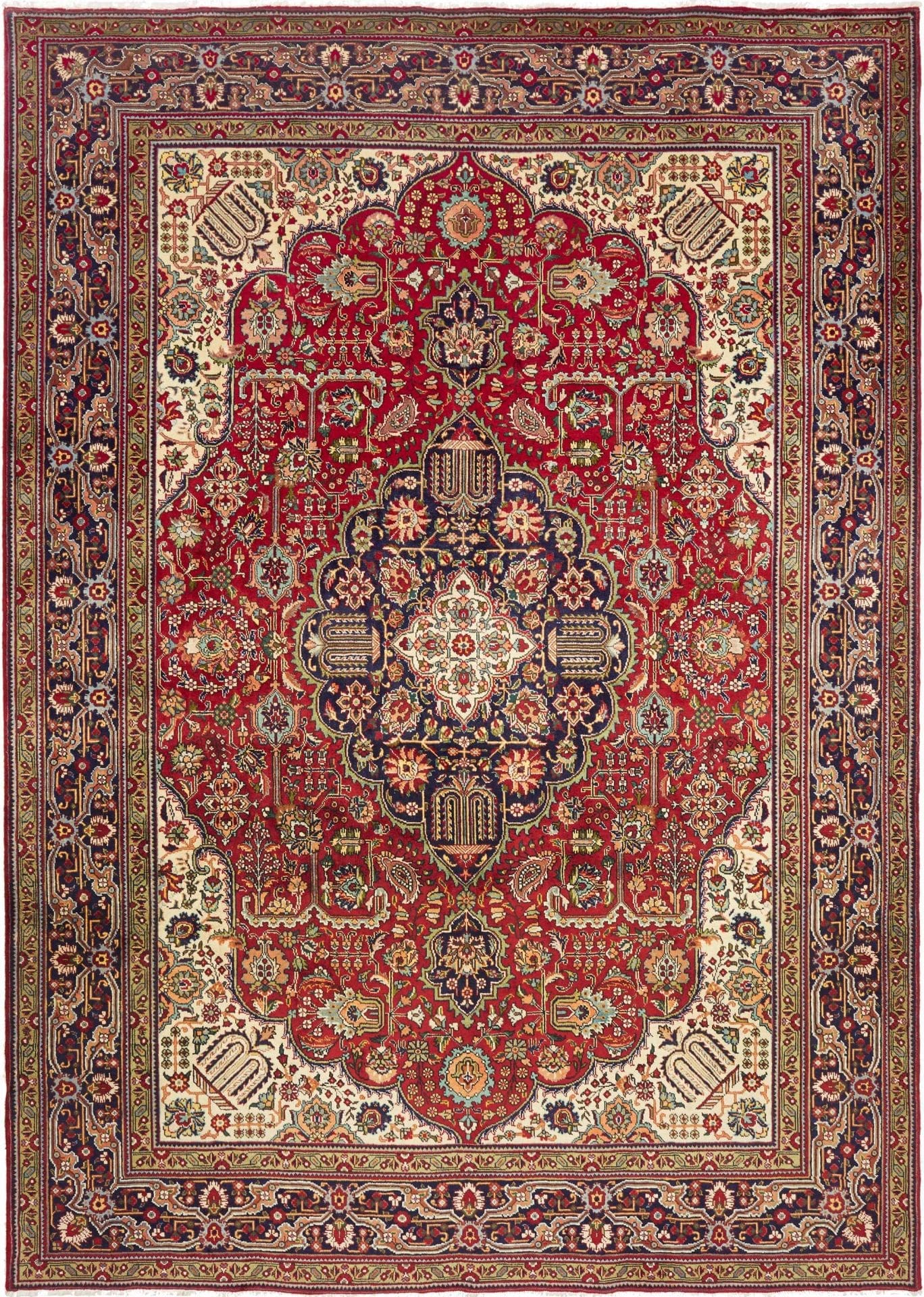 Täbriz Teppich 258 x 364cm, florales Muster, handgeknüpft