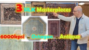 3 Seltene Seidenteppich-Kunstwerke: 6+ Mio. Knoten/m² 25/25 Hereke & Oktagon & Antike Teppiche