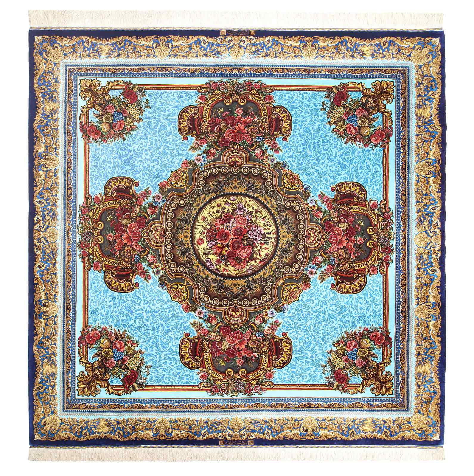 Ghom Qom Seidenteppich Erami Original 70 Raj signiert echt Hangeknüpft Iran 1 Mio plus Knoten pro Quadratmeter