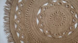BOHO-Stil Häkelteppich. Teppich aus Baumwollschnur. Häkelteppich.