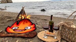 Denizblick Schloss & Calcifer Design Teppich | Handgefertigter Teppich Tufting mit GG Tufting