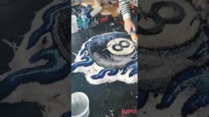 Eine 8-BALL-ON-FIRE CUSTOM TEPPICH MACHEN! TEIL 3 #kunst #diy #teppichtufting #handwerk #anleitung #kurz
