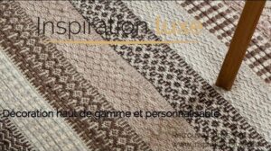 Gestreifter Teppich in Beigetönen Prestige handgefertigt, 100% Wolle von Ligne Pure