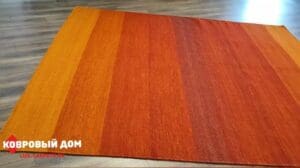 Handgefertigter Teppich L Wolle Durry Orange st 2,5x3 m Indien