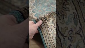 Handgeknüpfter Seidenteppich Cashmir 324753 Kerman Türkis