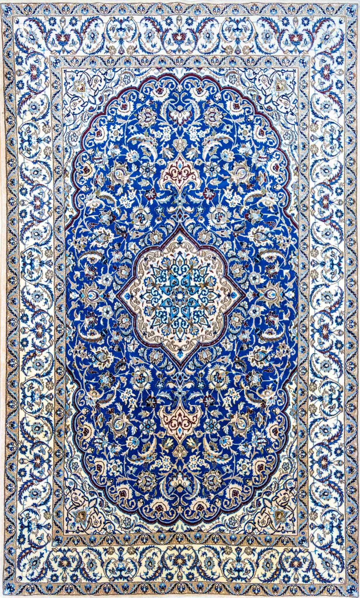 273×164 cm Nain 9La Top Perserteppich „Zentralmedaillon – Blauton“ | 4,47 m² | 40 Raj | 360.000 Knoten/m² | Hochwertige Schurwolle W1(#424)