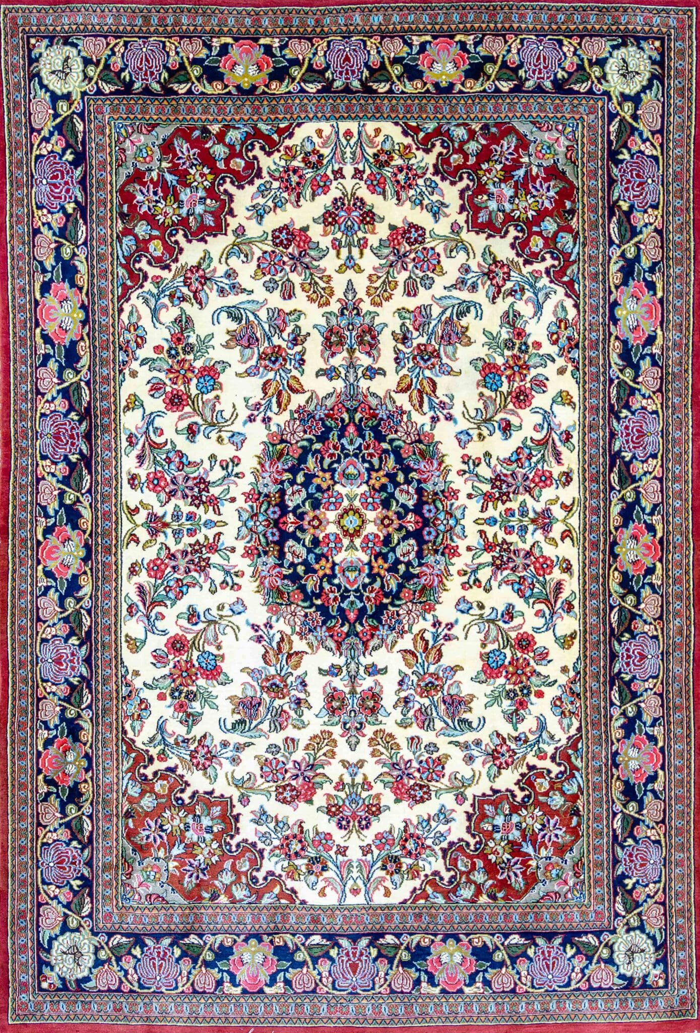 (Verkauft) 208×142 cm Qom Vintage Kork-Wollteppich | 50 Raj | 500.000 Knoten/m² | Premium Qualität | Top Zustand W1(#425)