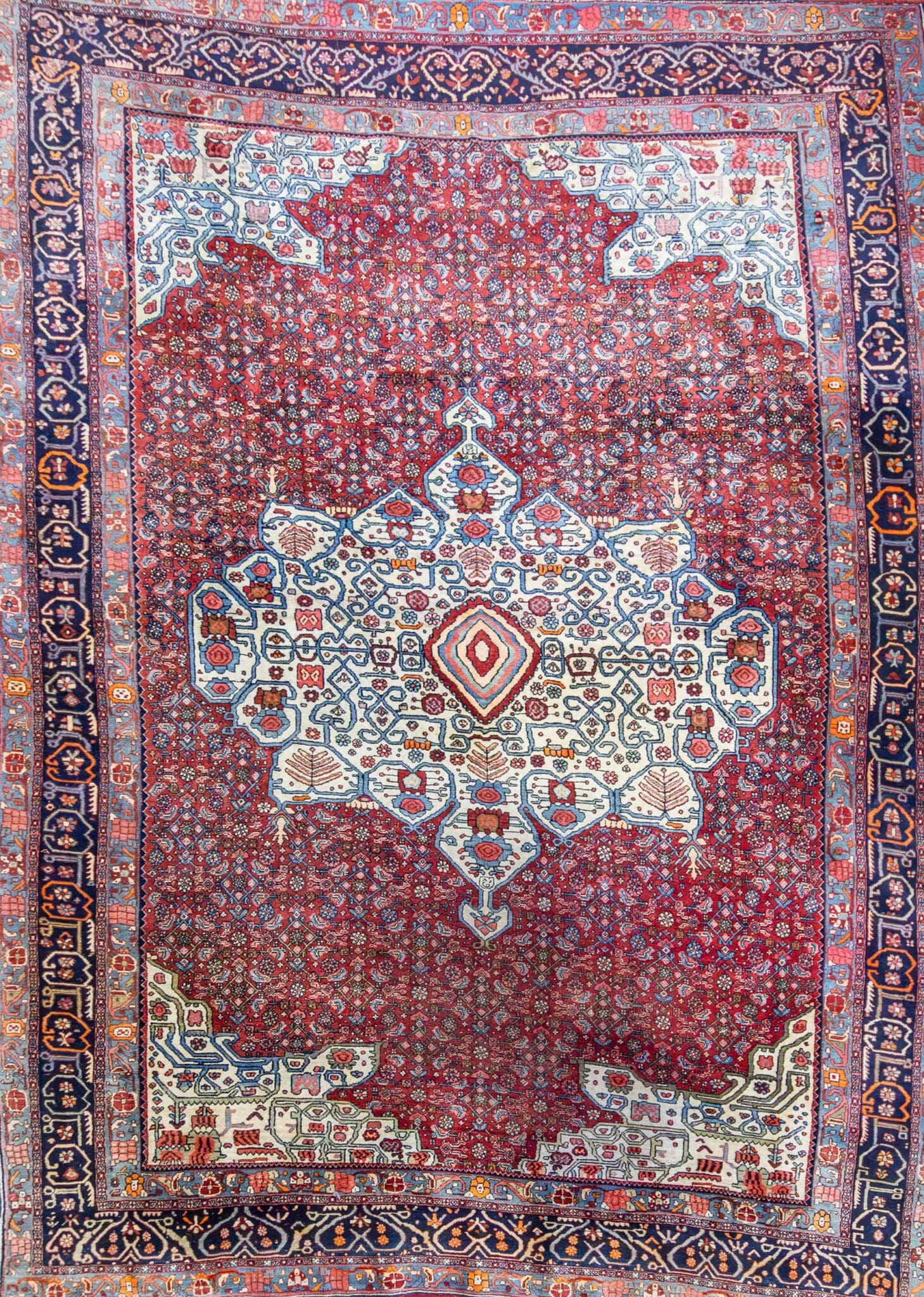 (Verkauft) 330x227cm ORIGINAL Handgeknüpfter iranischer Bidjar Perserteppich mit PATINA W1(#431)