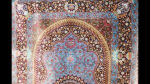 No.1101 Hochwertiger persischer Teppich Qom, 100% Seide, mit Teppichtasche, mittlere Größe für das Wohnzimmer, hochwertige persische Teppichpflege, Golestan