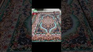 PERSISCHER TABRIZ Handgefertigter Blauer Luxus Teppich | Entworfen von Novinfar mit dem Titel Shams (Die Sonne)
