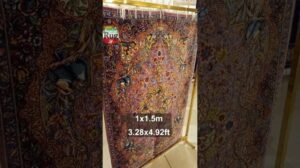 Persischer handgefertigter Qom-Teppich 1x1,5m 3,28x4,92ft 2116