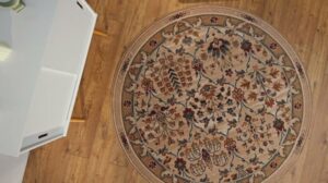 Runder Wollteppich für das Wohnzimmer Agnella Isfahan Amara hellbeige - 100% Wolle