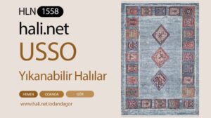 USSO Etnik Mavi Farbwaschbarer Teppich HLN1558