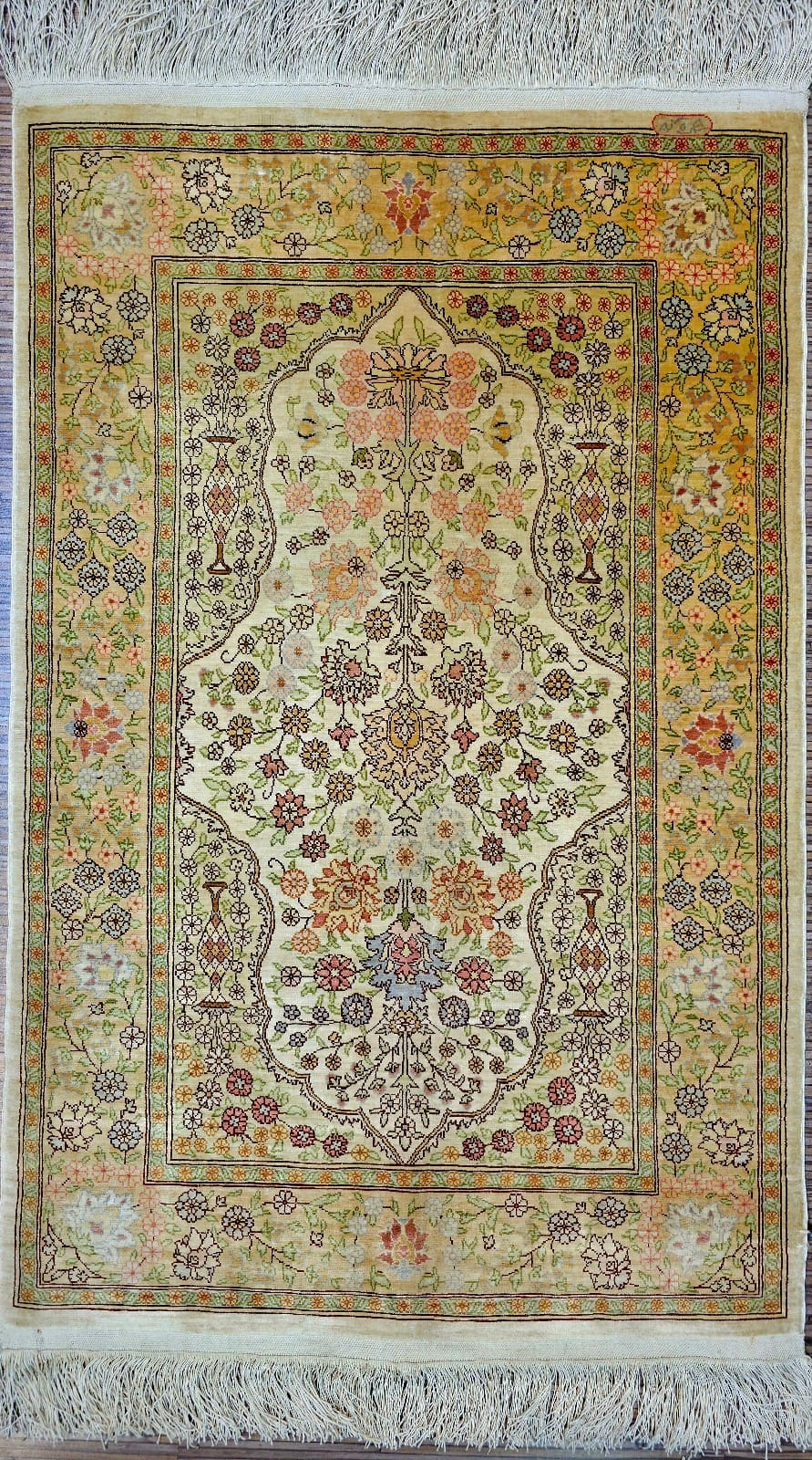 Orientteppich Hereke 97 x 62 cm Seide handgeknüpft wunderschön
