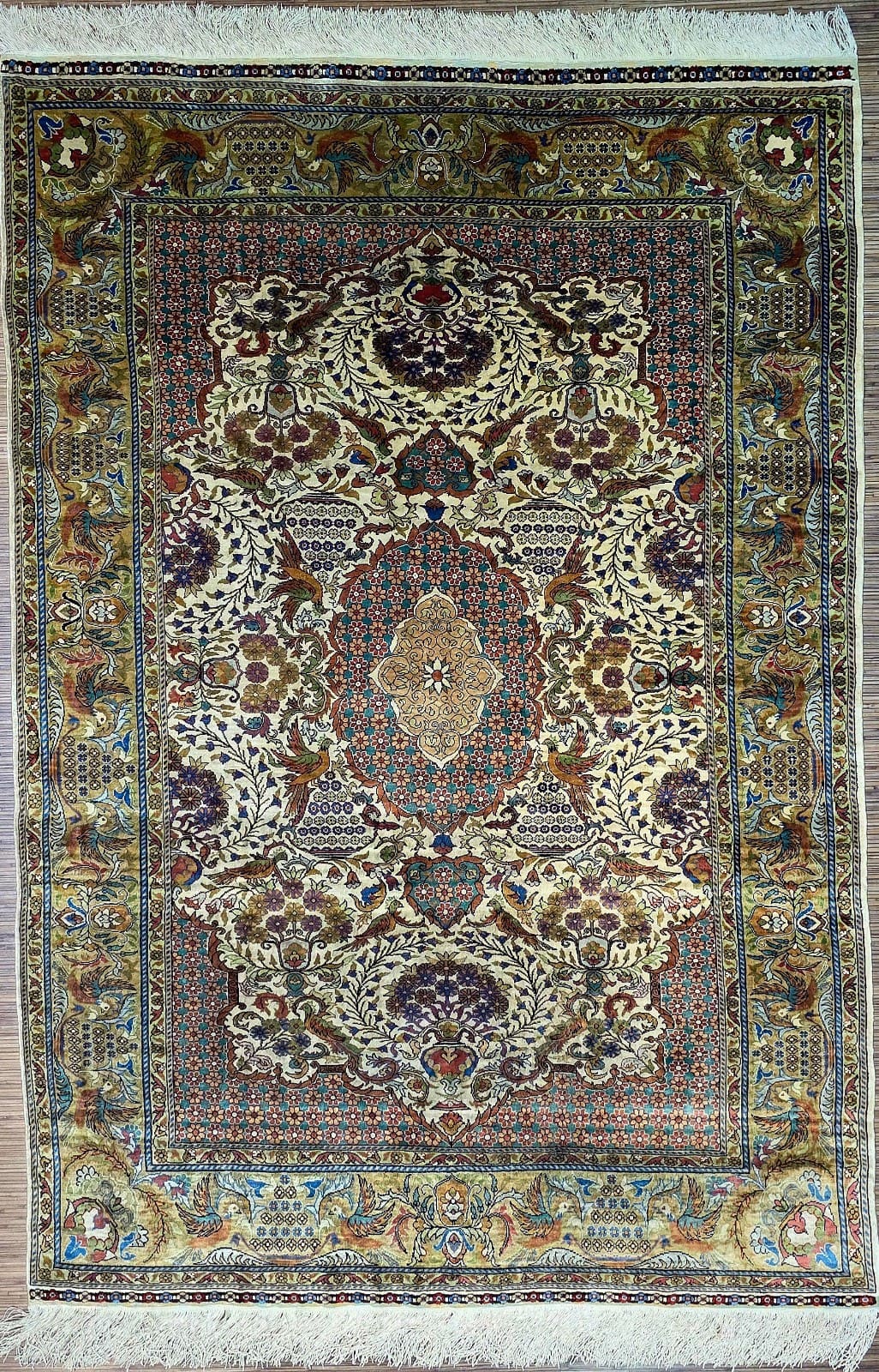 (Verkauft) Orientteppich Kayseri 210 x 144 cm Seide handgeknüpft hochwertig