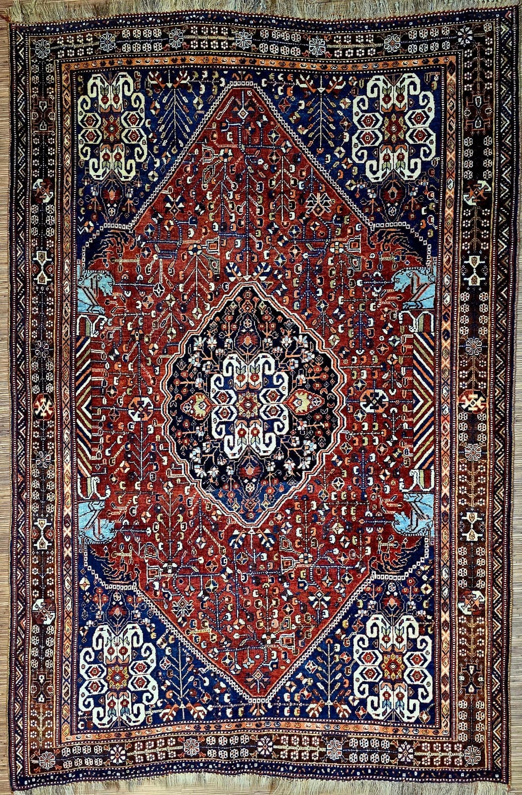 Perserteppich Ghaschghai 253 x 171 cm Schurwolle handgeknüpft rot
