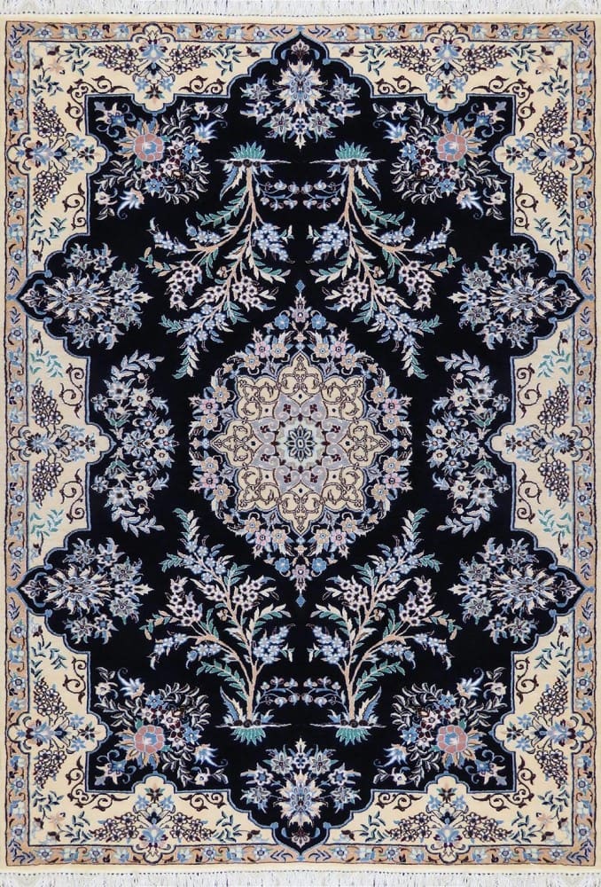 Perserteppich Nain 183 x 118 cm Seide & Wolle handgeknüpft blumenmuster