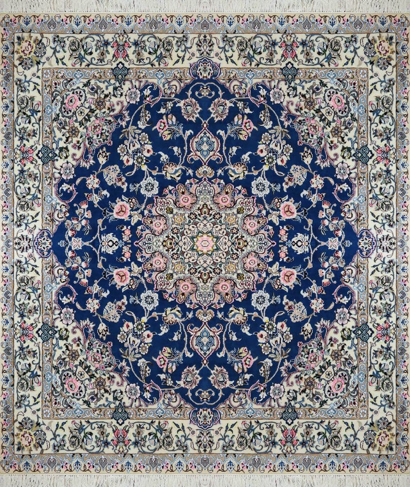 Perserteppich Nain 9La 200 x 200 cm Wolle & Seide handgeknüpft Lächk & Tranj