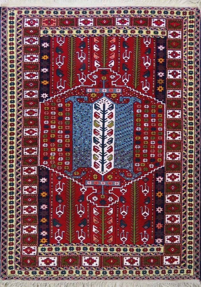 Perserteppich Quchan 138 x 195 cm Schurwolle & Seide 45 Raj, was ca. 450000 Knoten/m² handgeknüpft Hosh-e Hayat