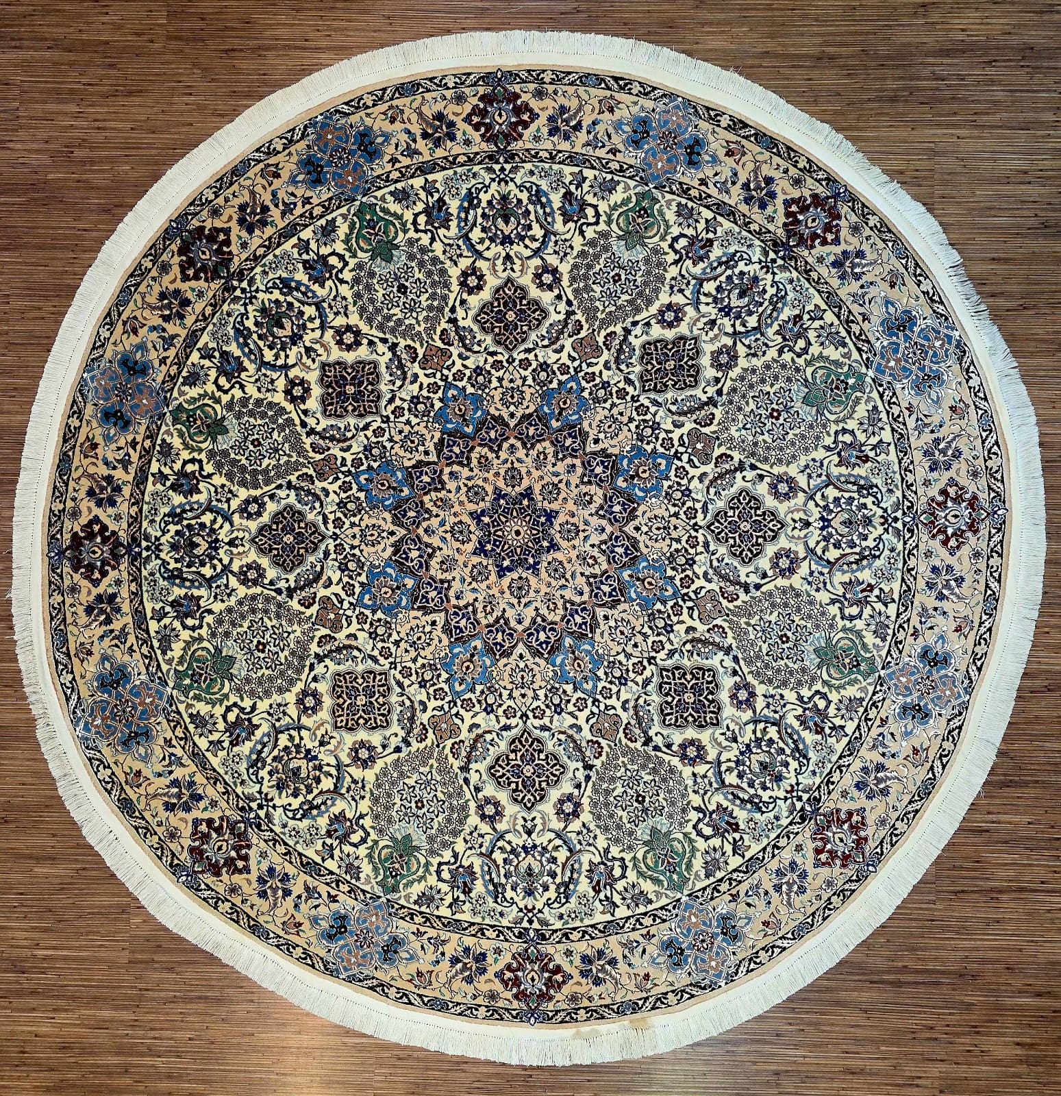 Persischer Nain Teppich 252 x 252 cm Korkwolle handgeknüpft beige