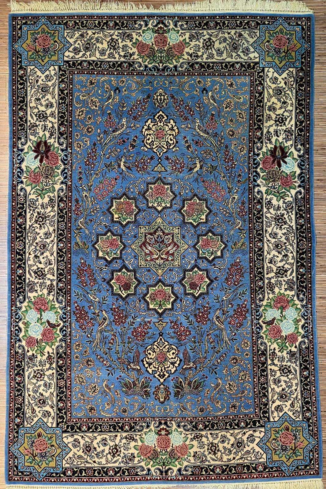 Persischer Teppich Isfahan 223 x 146 cm Korkwolle handgeknüpft schön H1