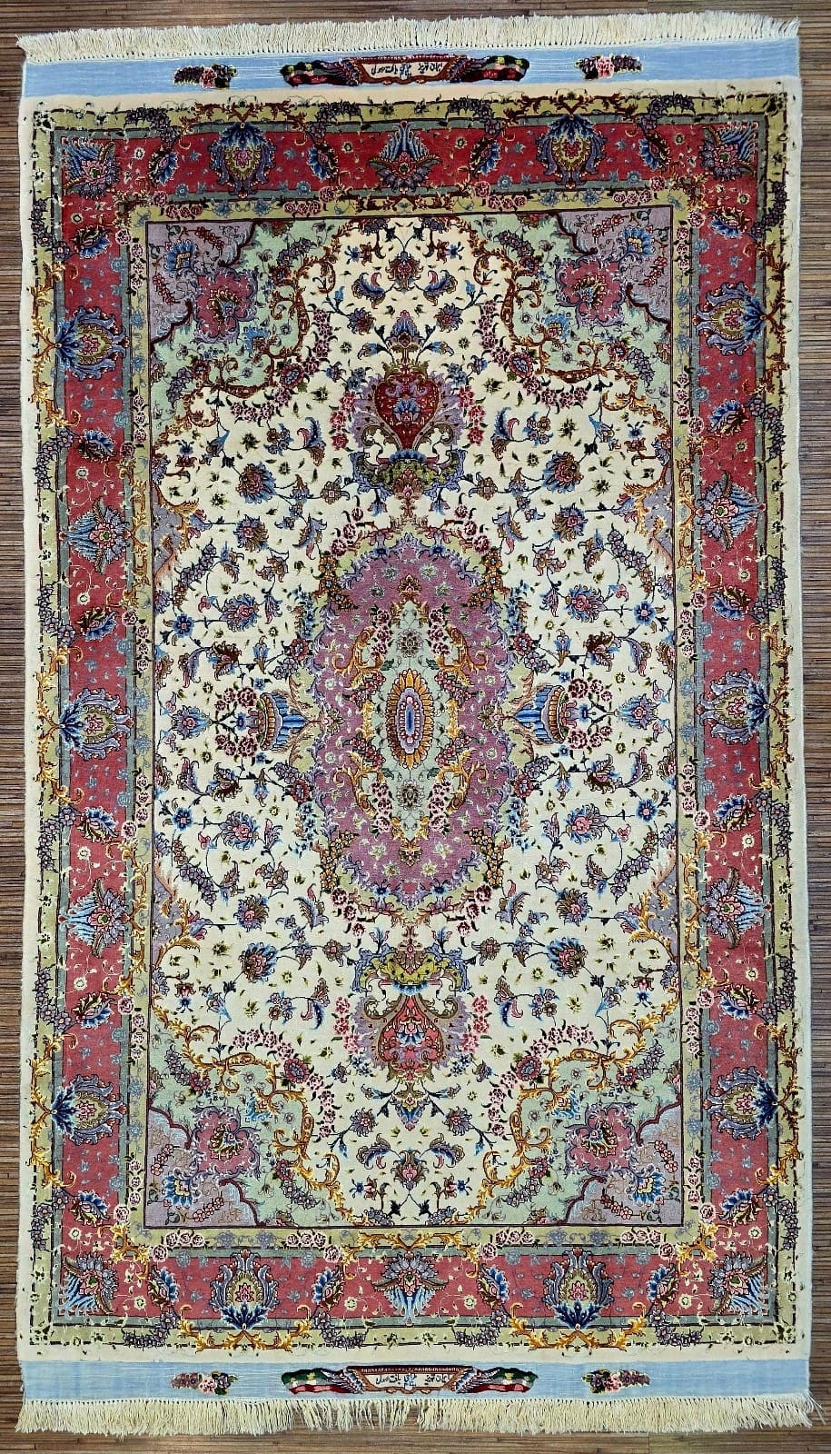 Persischer Teppich Täbriz 170 x 99 cm Seide handgeknüpft floral 70 Raj 1 Million Knoten/Qm