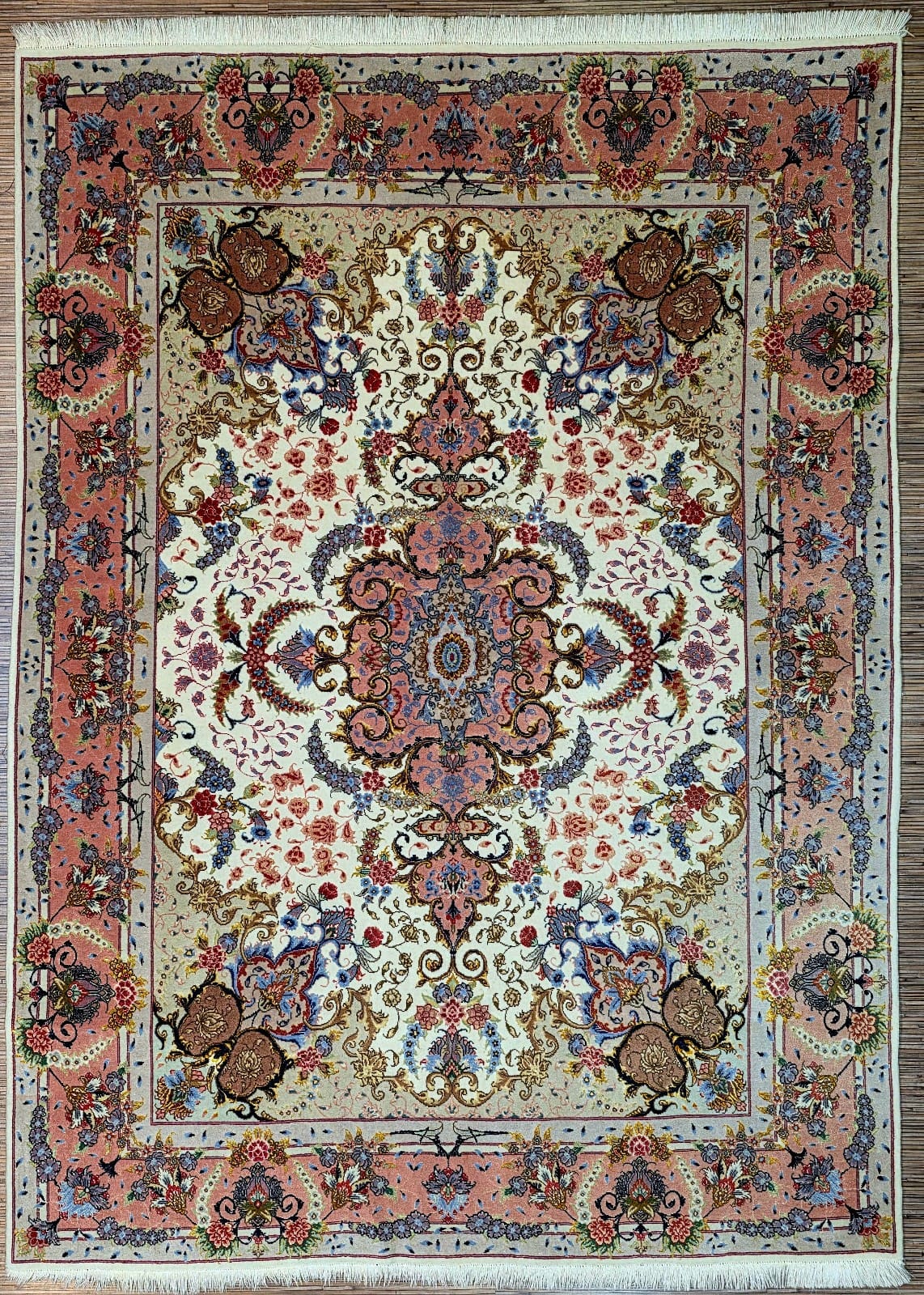 Persischer Teppich Täbriz 206 x 150 cm Korkwolle handgeknüpft schön H1