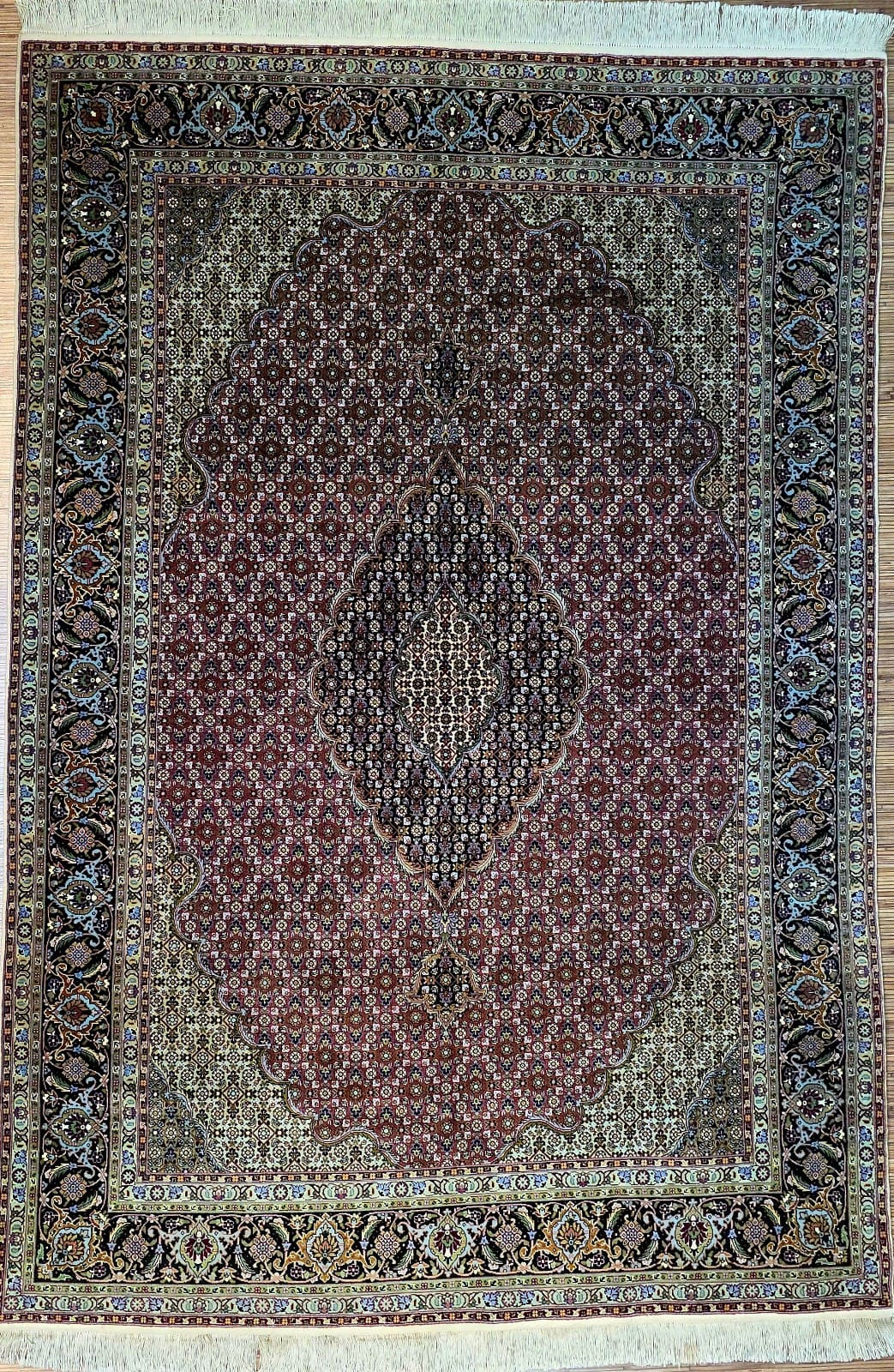 Persischer Teppich Täbriz 215 x 146 cm Korkwolle handgeknüpft schön