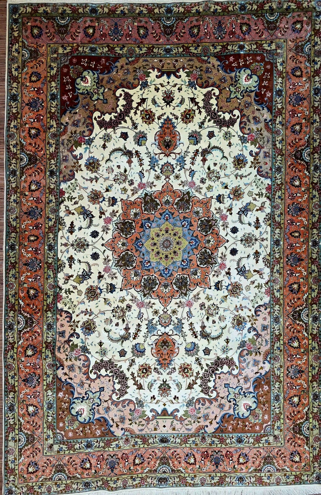 Persischer Teppich Täbriz 302 x 204 cm Korkwolle handgeknüpft schön