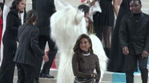 wunderschöne Mädchen modeln die Met Gala rotem Teppich Schritte Metropolitan Museum Karl Lagerfeld Alexander Gurman