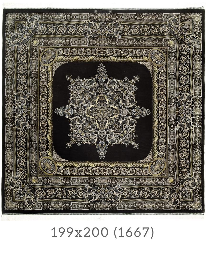 Erami Ghom Qom Seidenteppich Versace Black