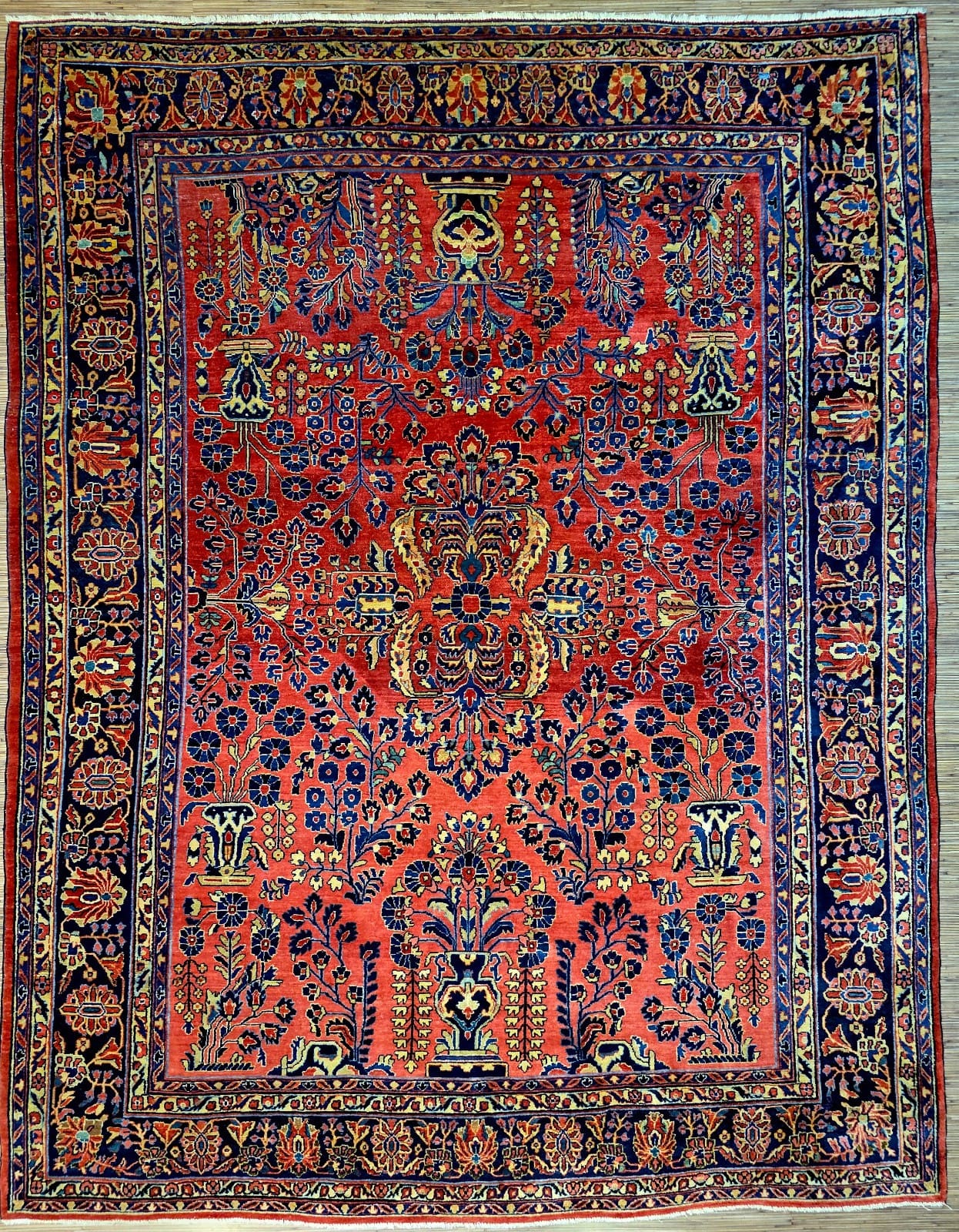 Antiker Perserteppich Sarough Farahan 300 x 237 cm Schurwolle handgeknüpft H1