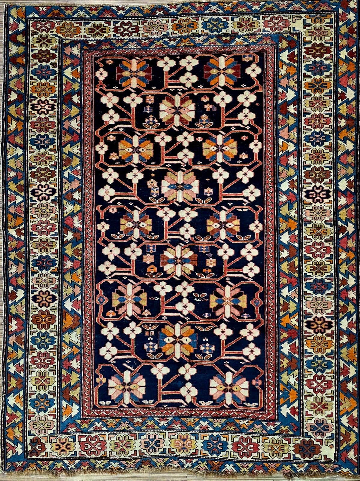 Antiker Russischer Kazak 168 x 130 cm Wolle handgeknüpft