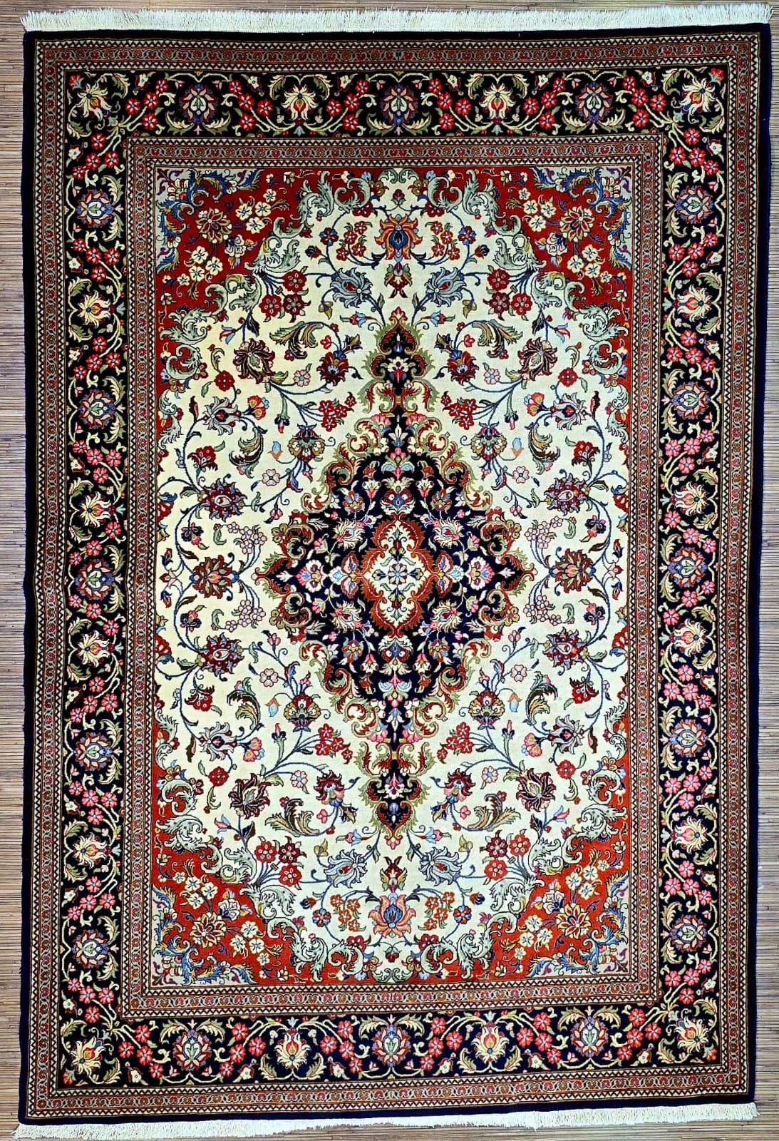 Persischer Ghom Teppich 216 x 142 cm Schurwolle handgeknüpft