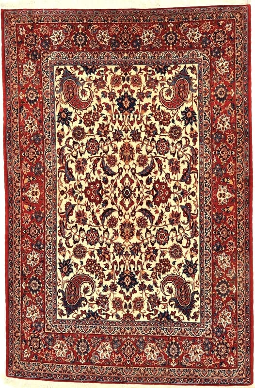 Antiker Perserteppich Isfahan 225 x 148 cm Wolle handgeknüpft